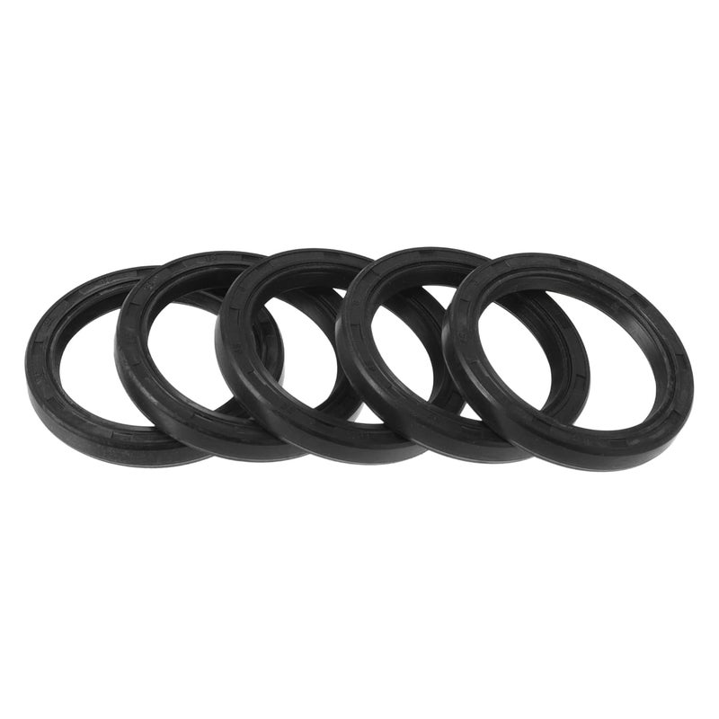 TUCKBOLD Universal Oil Seal TC Double Lip W Steel Spring Seal Ring Rotary Shaft Seal 35x45x6mm High Pressure NBR Rubber Black 5 Pcs - Image 1